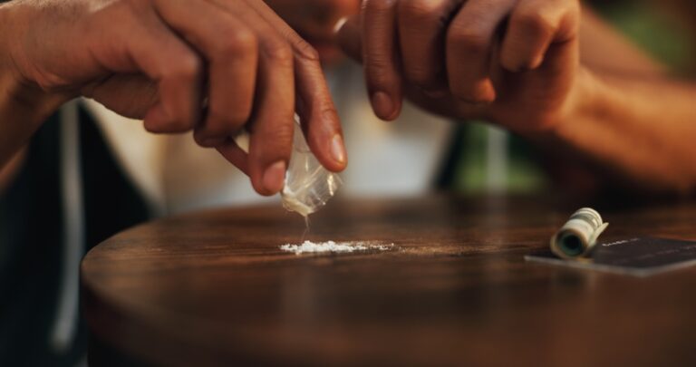 Cocaine addiction shown with cocaine addict