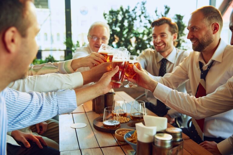 work friends drinking alcohol