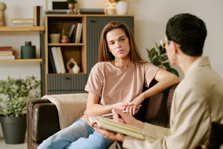 Woman during counselling to stop using ketamine due to ketamine bladder