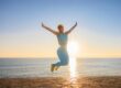 Jumping for joy after overcoming addiction