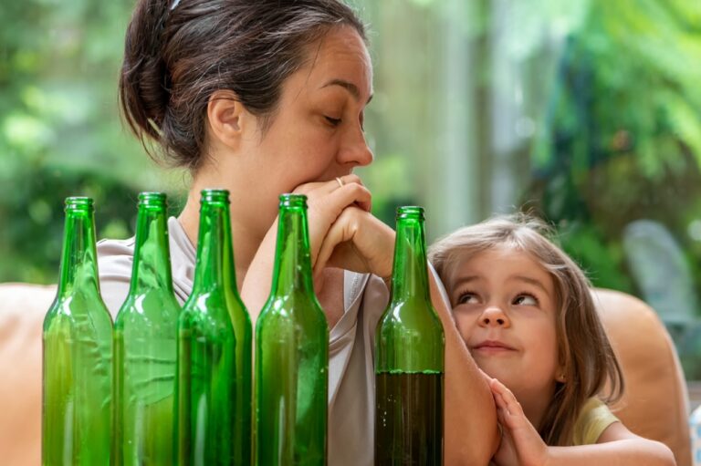 Mother with child and alcohol