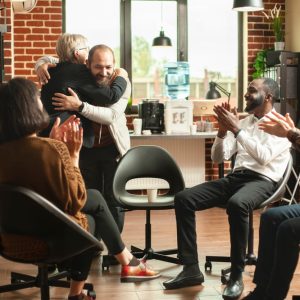 Aftercare meeting for addiction treatment